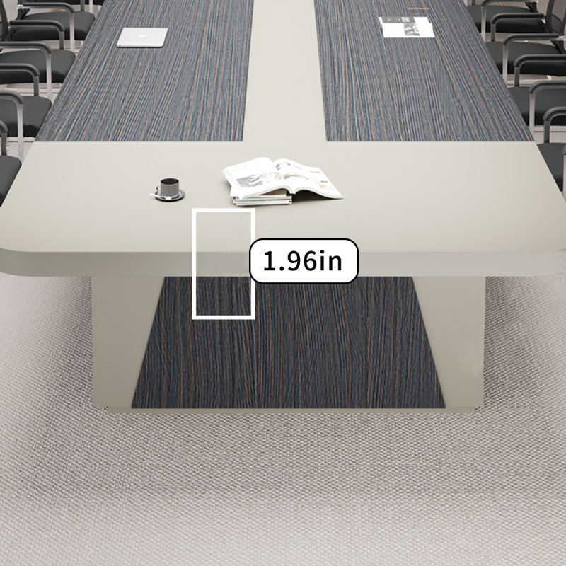 Table de conférence Modern, H 29,52 po x L 157,48 po x l 59,05 po, Gris / Blanc cassé