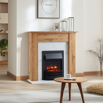 FLAMEKO Mantel Surround for Verona Insert Suitable for all 16" Electric Fireplace Inserts, Dark Bronx Oak & Black