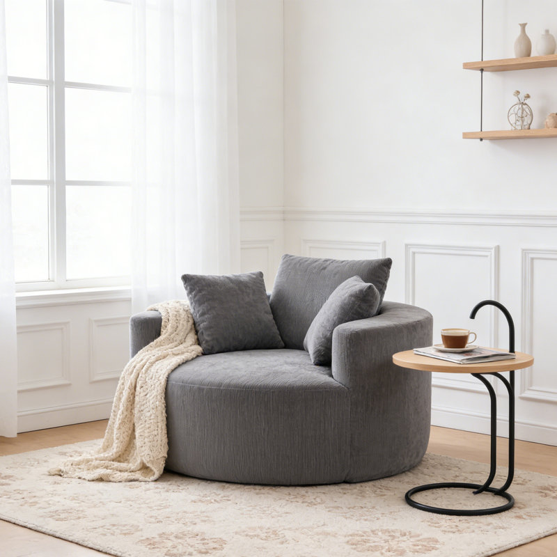 Fauteuil en chenille surdimensionné sans assemblage requis, Gris