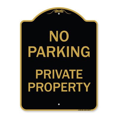Enseigne Signmission Designer Series - Pas de propriété privée de stationnement | Enseigne architecturale noire et dorée en aluminium de gros calibre 18 po x 18 po | Protégez votre entreprise et votre commune | Fabriqué aux États-Unis