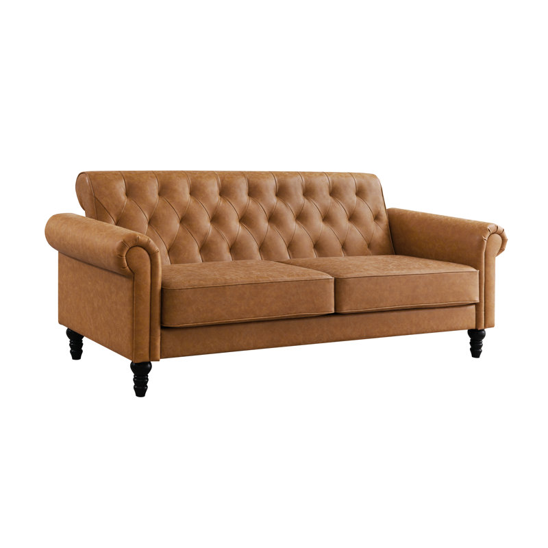Lemoyne 3 Seater Faux Leather Sofa, Tan
