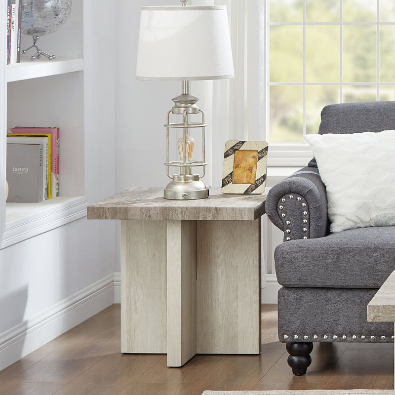 Breunig Square End Table, Nightstand, Gray/Beige