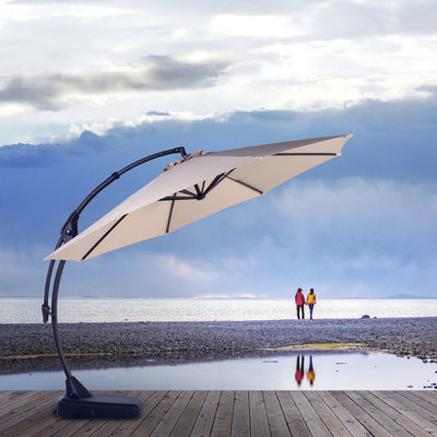 Parasol excentré en aluminium pour patio en porte-à-faux avec base Furio