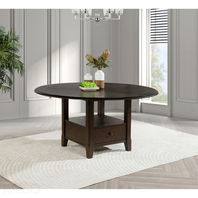 Table de salle à manger ronde avec tiroir Dark Cocoa