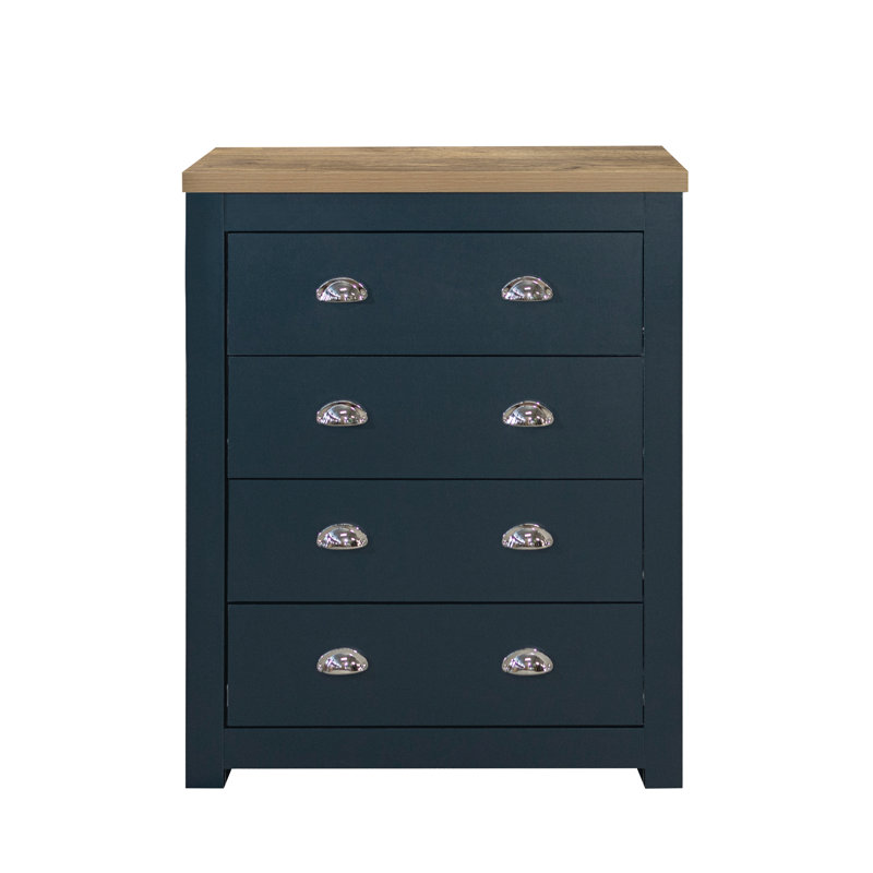 Highgate 4 Drawer Chest, Navy Blue/Oak