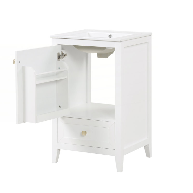 Meuble-lavabo de 20 po avec lavabo, Blanc