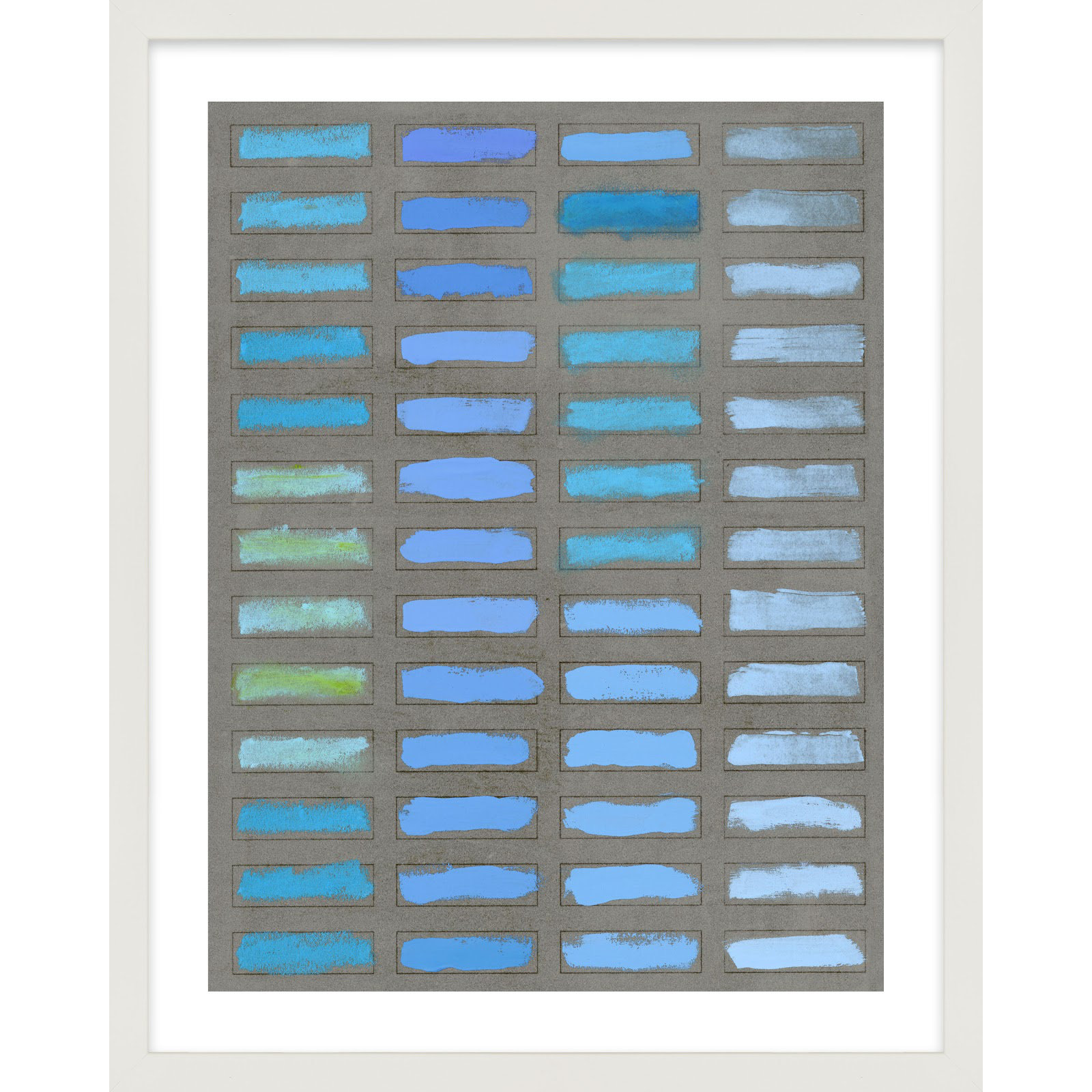 The Blues 2 by Jacques Pilon, 20" H x 16" W x 1.25" D, White Framed