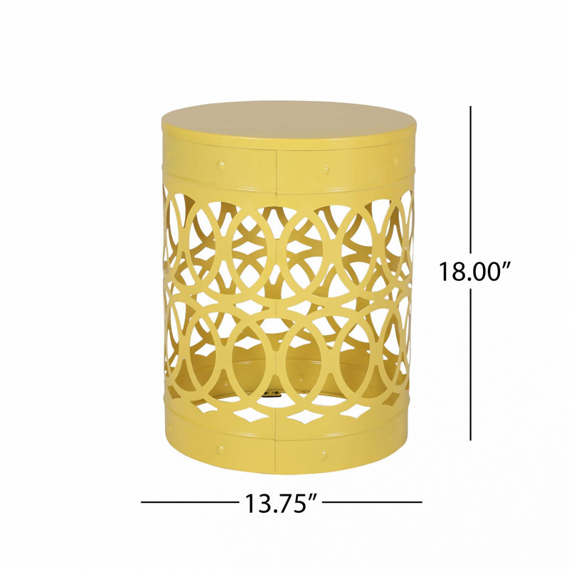 Table de bout d'extérieur en métal, Yellow