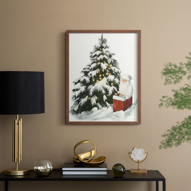 «Christmas Holiday Art CCXLV», reproduction d'art encadrée - bois massif, H 11 po x l 9 po, Walnut