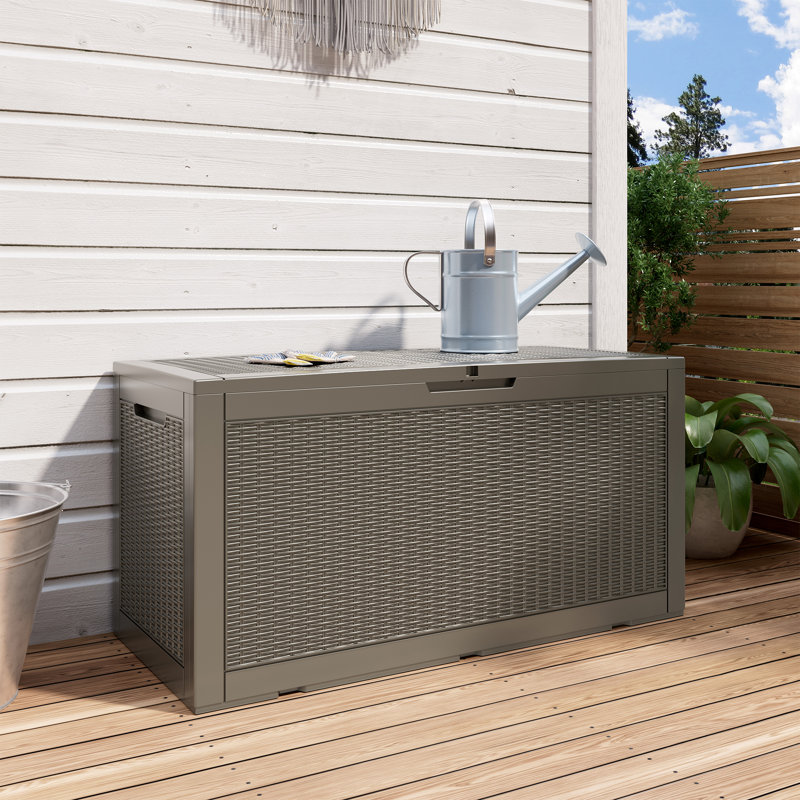 Boîte de rangement verrouillable pour l'extérieur, H 24,53 po x l 48,03 po x P 21,46 po, Brun