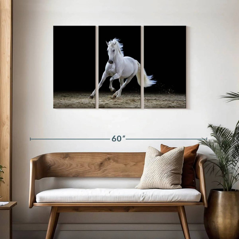 Brampt Galloping White Stallion, 28" H x 45" W
