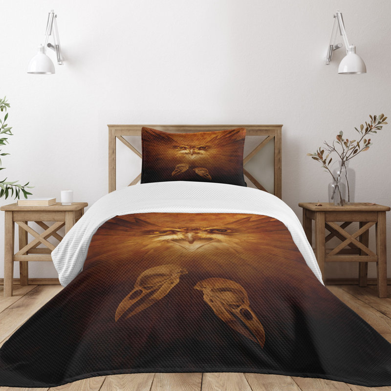 Twin Brown Polyester Animal Print Bedspread Set