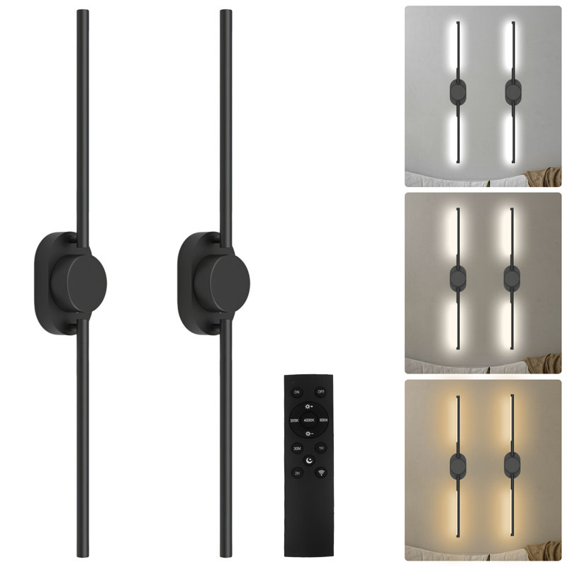 31 inch 2 Light Modern Wallchiere, 280 ° Adjustable Lamp Tube Wall Sconces (Including Remote Control), Hard Wired or Other, For Bedroom or Restaurant
