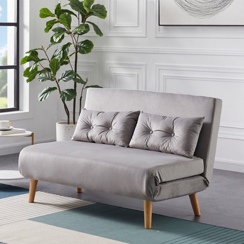 Donlon 2 Seater Velvet Sofa Bed, Grey