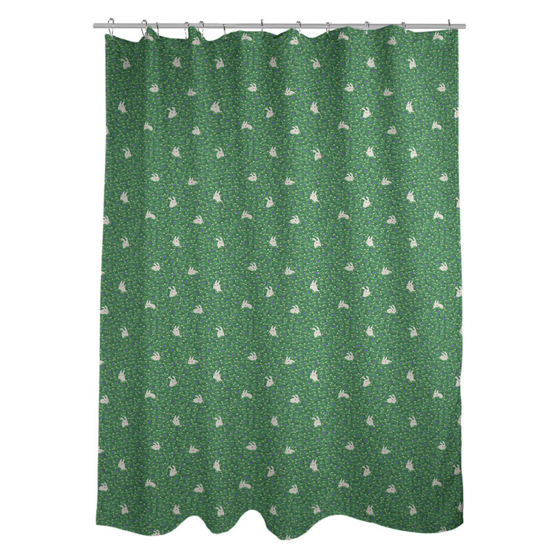Rideau de douche simple Rabbit Rabbit, Mauve, jaune et vert