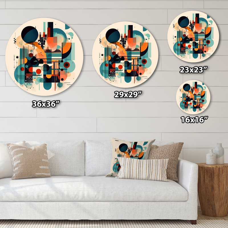 Décoration murale orange et bleue Contemplative Space II, H 36 po x l 36 po x P 1 po