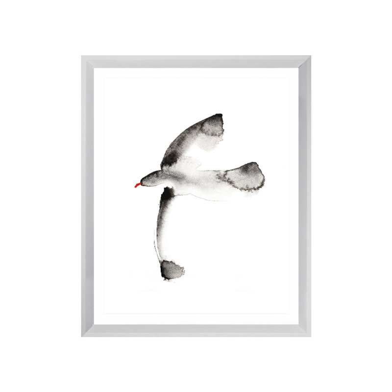 Watercolour Seagull Abstract Scandi - Single Picture Frame Print, 136.652 cm H x 111.252 cm W, Matt White