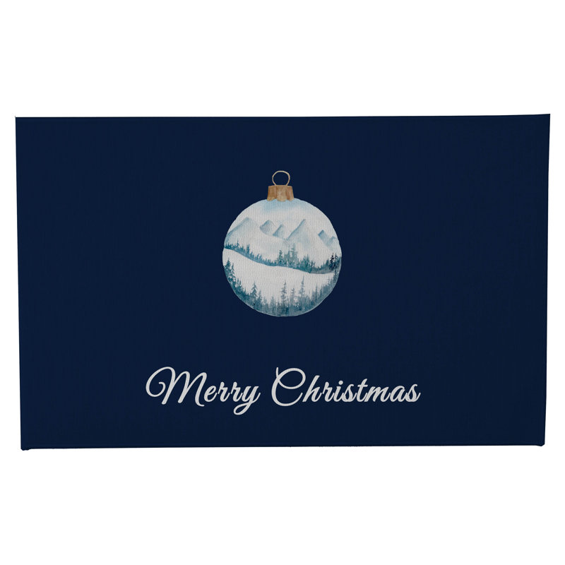 Paillasson Merry Christmas, L 17 po x L 24 po, Marine