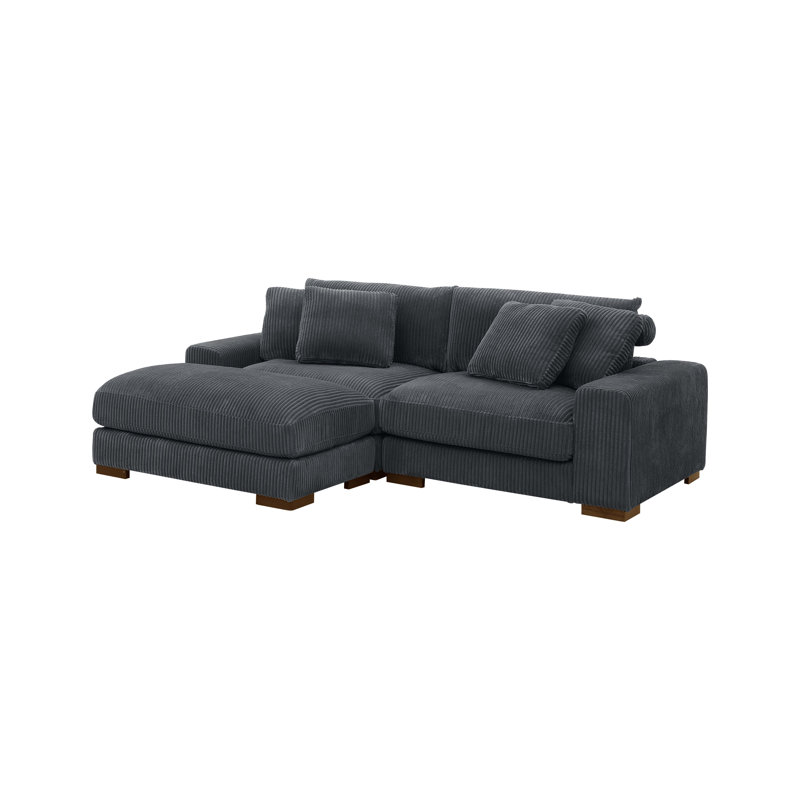 Broughton Modular Corduroy Sectional, Dark Gray Corduroy