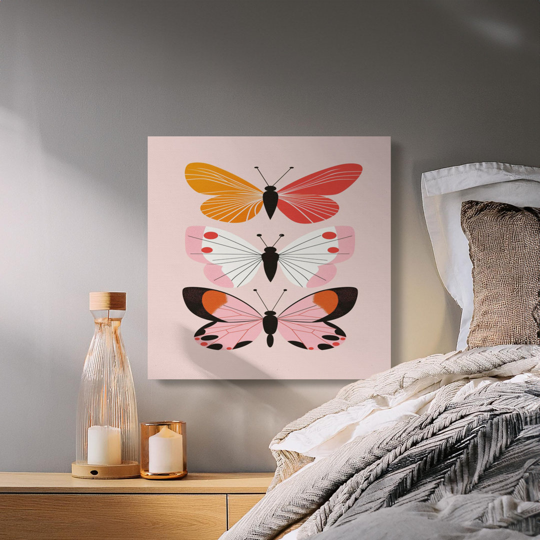 Pink Abstract Butterfly Design Canvas Print