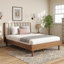 Grand lit en bois avec tête de lit tapissier et cadre renforcé - conception minimaliste blé-1176287539