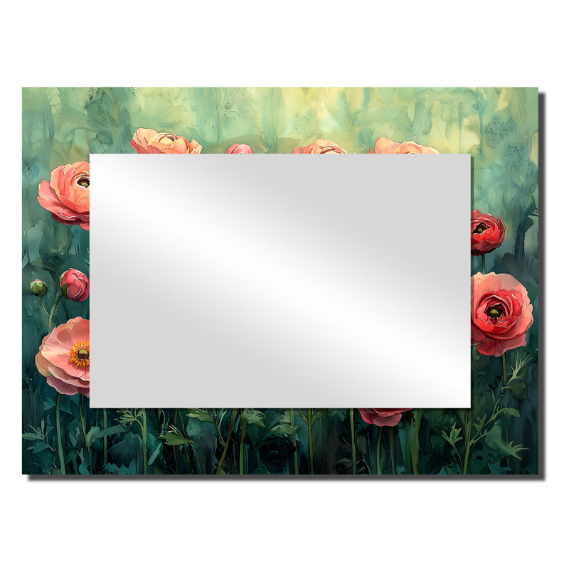 Été symphonique de Renoncule champ II - miroir floral pour décoration murale - imprimé sur métal, 24 po x 32 po