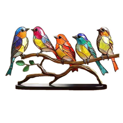 Colorful Birds Statue Ornament Tabletop Birds Decoration Acrylic Birds Decorative Metal Birds