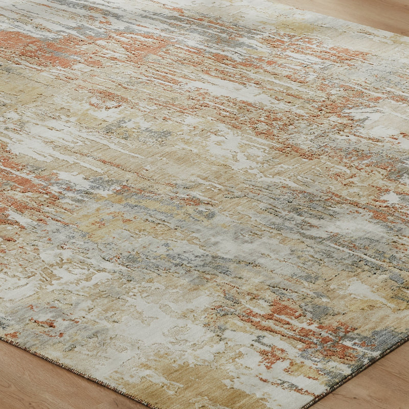 Bergeman Wool Abstract Area Rug in Beige, Rectangle 9'9" x 12'6"