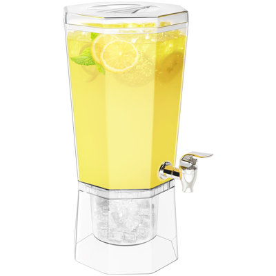 Plastic Drink Dispenser, Juice Containers With Lid For Party, Ice Beverage Dispenser With Stand For Lemonade/Soda/Tea