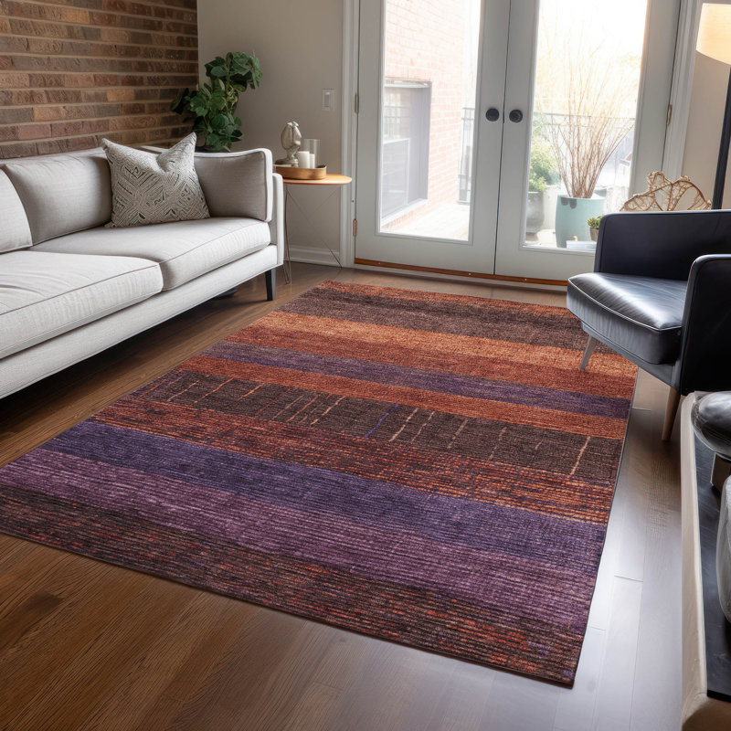 Tapis intérieur / extérieur lavable orange Nuvata - LOOMlan, 10 pi x 14 pi