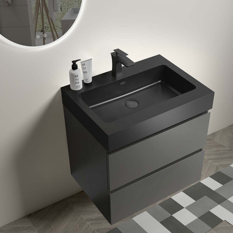 Ensemble de meuble-lavabo simple 24 po, Noir / gris