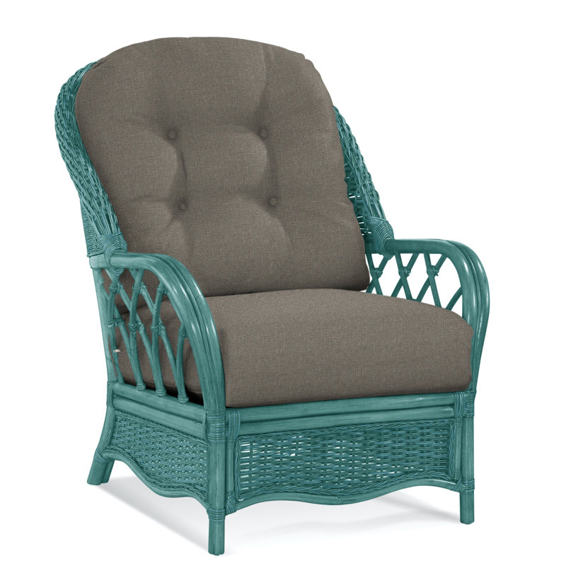  Everglade Rattan Arm Chair, Gray Sugar Performance; 0863-84, Sea Glass
