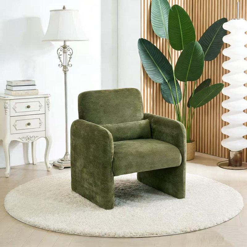 Upholstered Armchair, Green Chenille