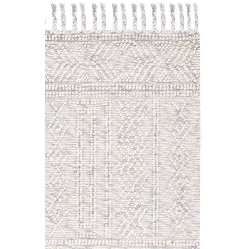 Ferretti Geometric Hand-Loomed Gray/Ivory Area Rug, Rectangle 6' x 9'