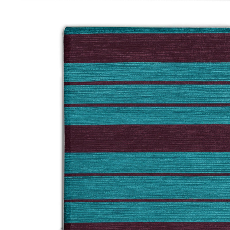 Tapis intérieur / extérieur rouge HorizontalStripes, Rectangulaire 8 pi x 10 pi