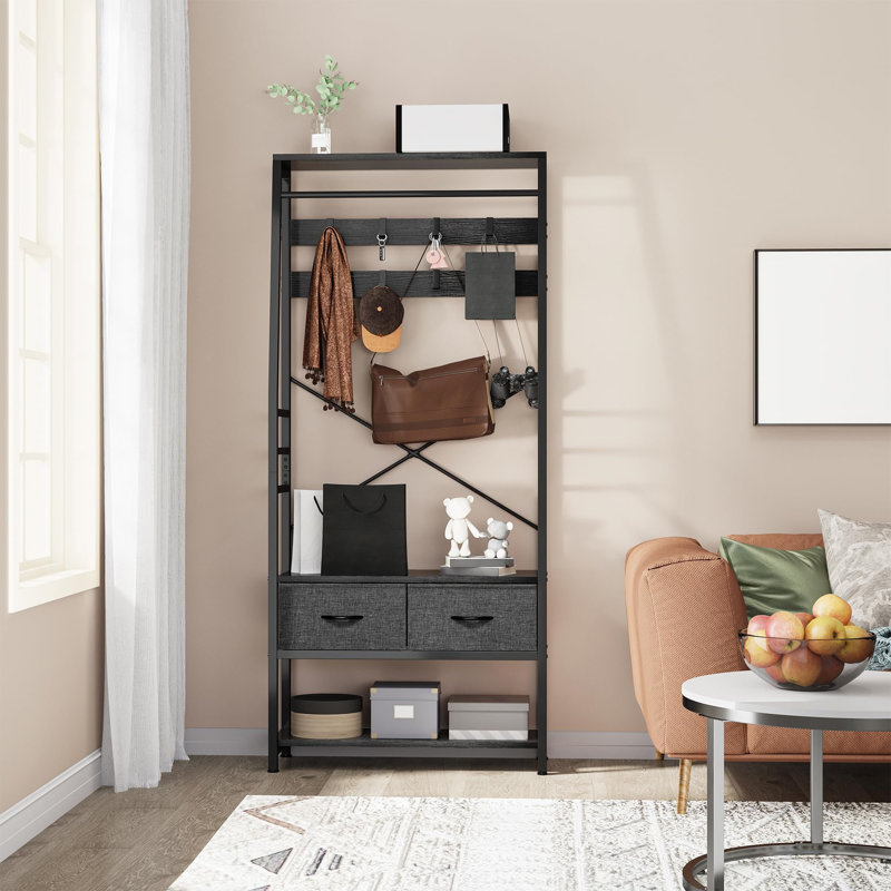 Hall Tree 80cm Wide, Black/Dark Grey