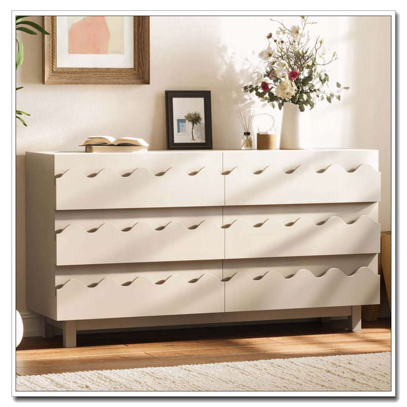 Commode 6 tiroirs 60 po, Ivory