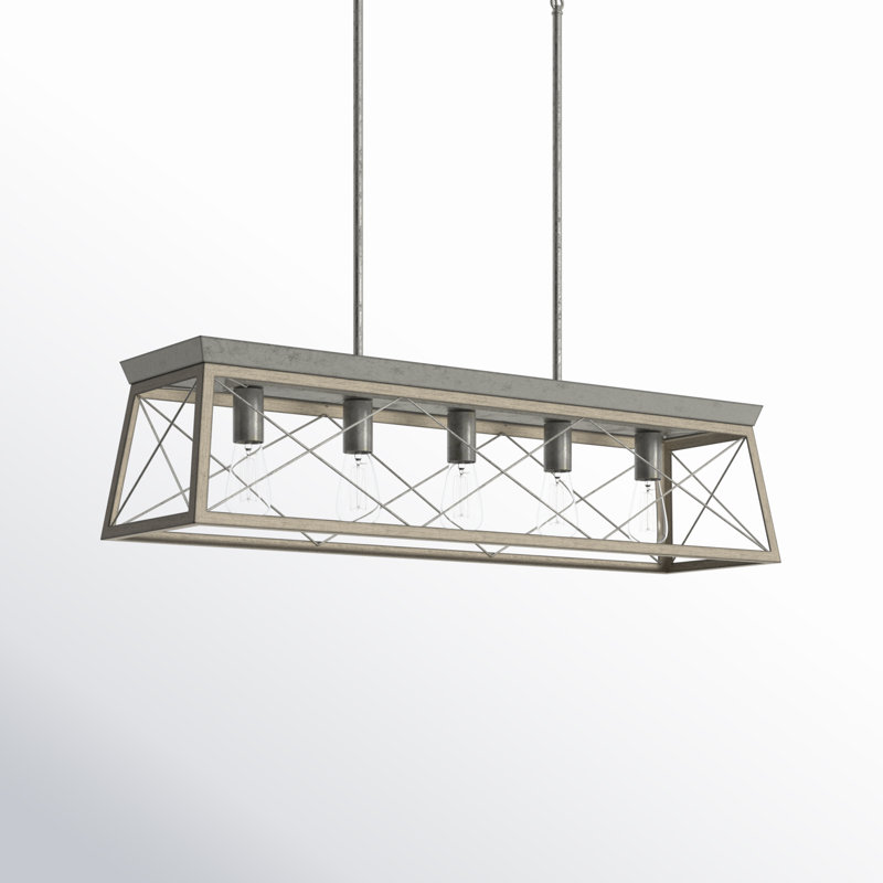 Oisin 5-Light Galvanized Kitchen Island Rectangle Chandelier, Galvanized, 9" H x 38" W x 10" D
