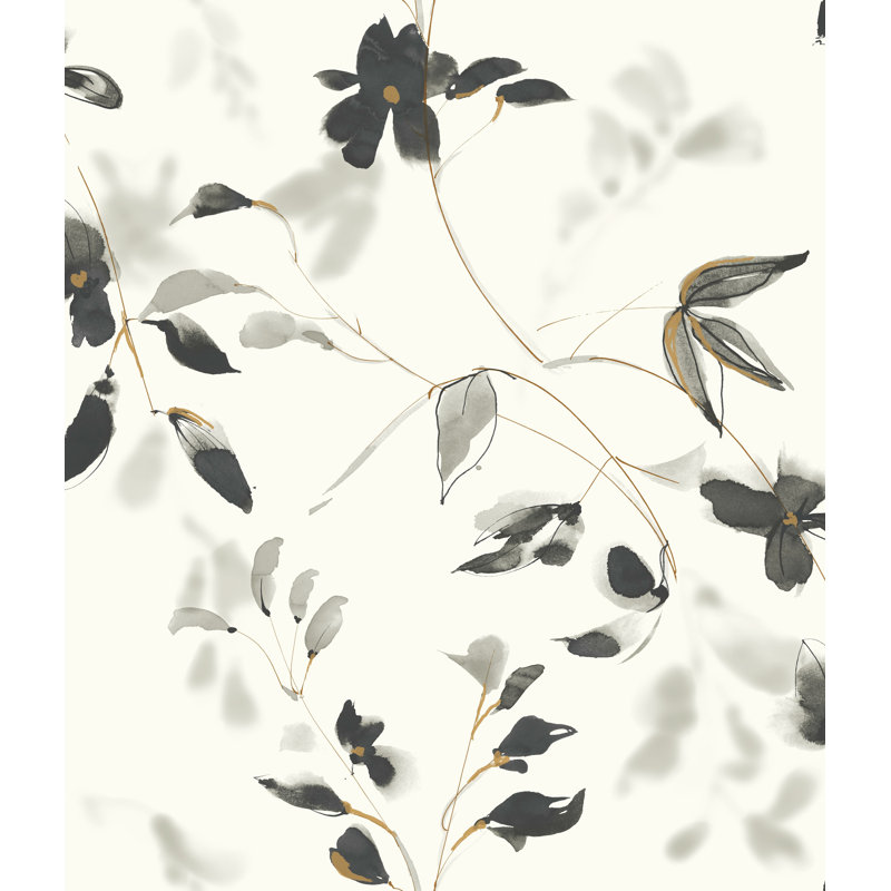  Rouleau de papier peint L 33 pi x l 20,5 po Linden Flower, Noir, L 20 po x l 20,5 po