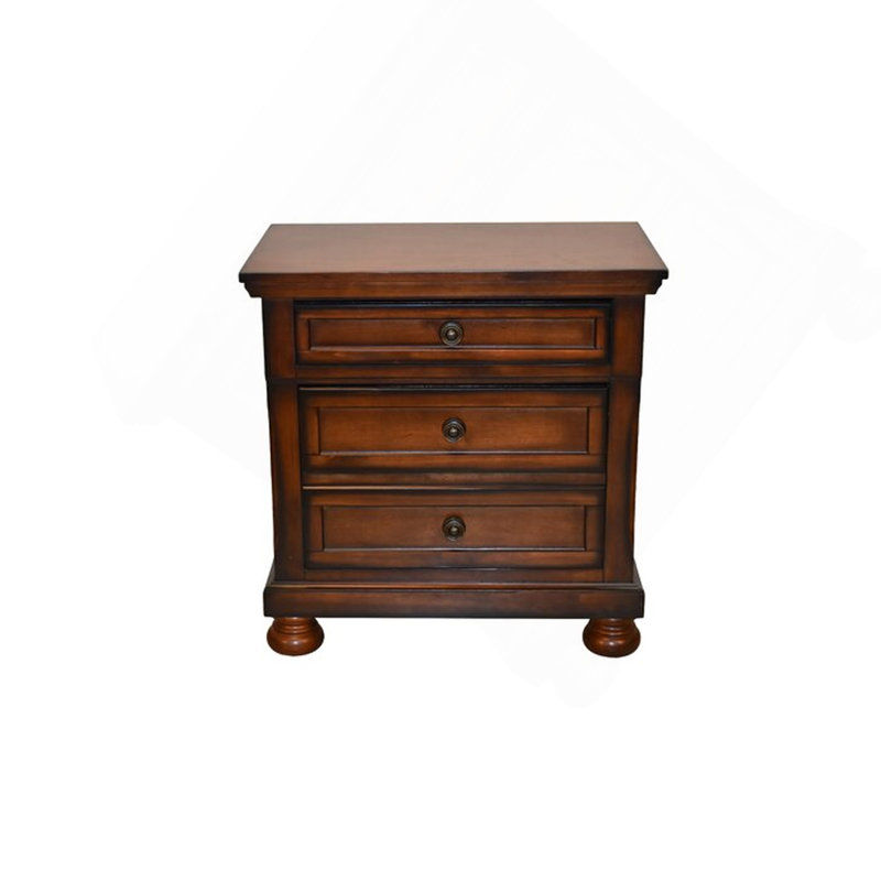 Table de chevet en bois avec tiroir à bijoux caché en noyer foncé