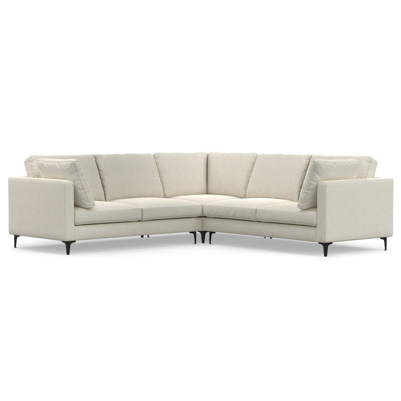 Ita Large Mid Century Corner Sectional, L-Shaped Sofa with Performance Fabric and Reversible Cushions, Cream