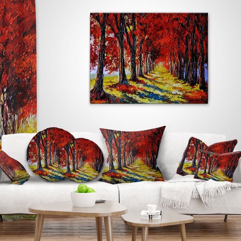 Coussin lombaire paysage d'automne avec feuilles