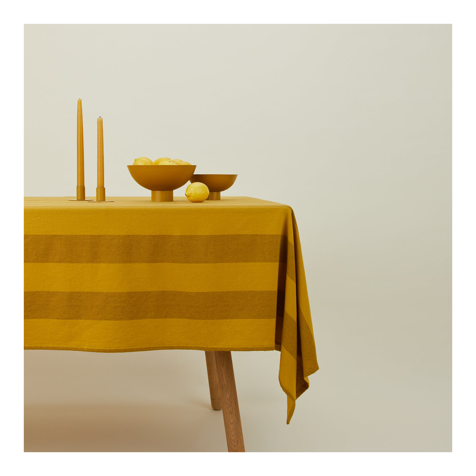 Essential Striped Tablecloth, Mustard/Bronze