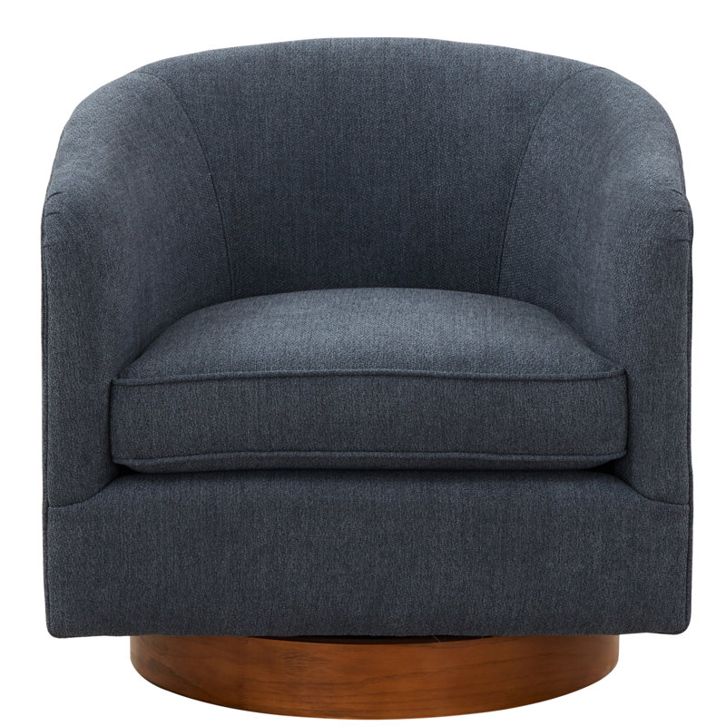 Chaise bleue avec chenille et base pivotante brune à 360 degrés, sans assemblage de tissu, Bleu