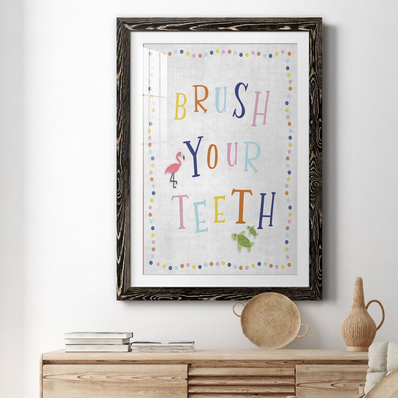 Brossez-vous les dents - Imprimé, H 44 po x l 31 po x P 1 po, Papier encadré noir