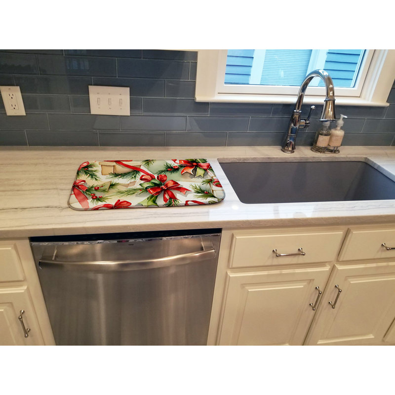 Christmas Bows & Ribbons Dish Drying Mat