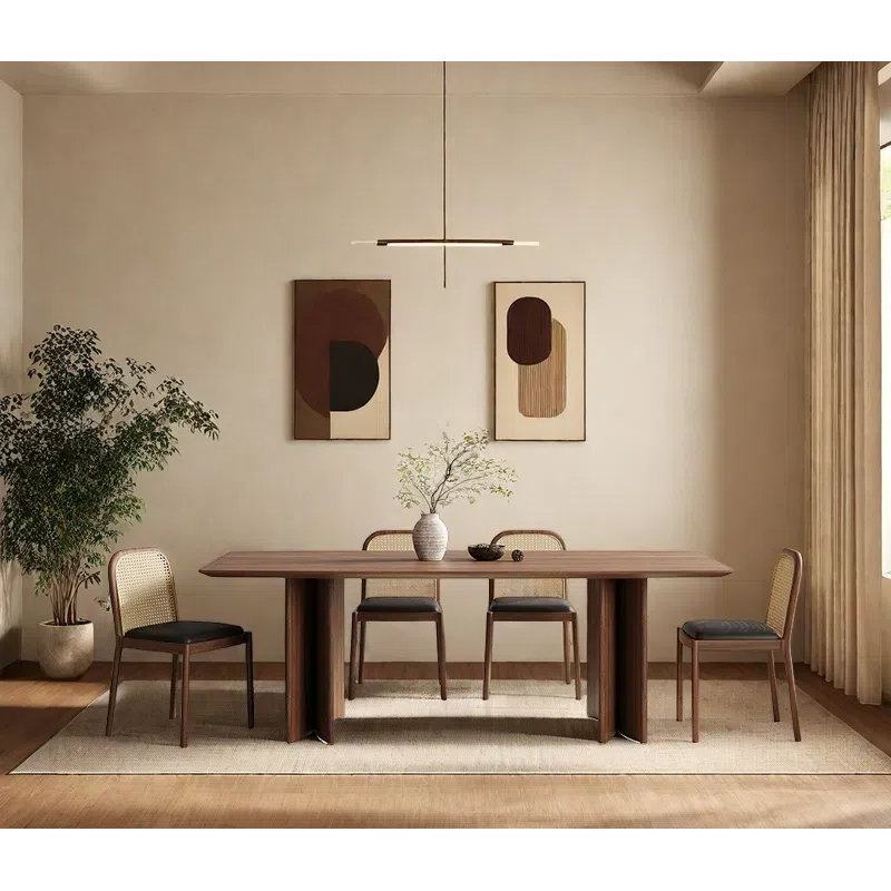 Graceful Solid Wood Multi-layer Dining Table Sets., 29.53"H x 78.74"L x 35.43"W