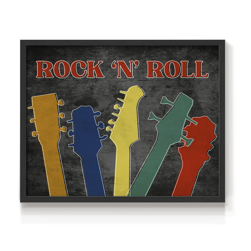 Rock and Roll -Framed Print - Restickable, H 11 po x l 14 po, Noir, noir, noir, noir