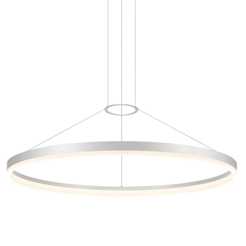 Grietje Corona - Luminaire suspendu anneau DEL, Aluminium satiné brillant, H 2 po x l 32 po x P 32 po, 3500K