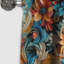 Motif de cachemire roses orange et bleu - motif floral cachemire - 1 panneau-107625882